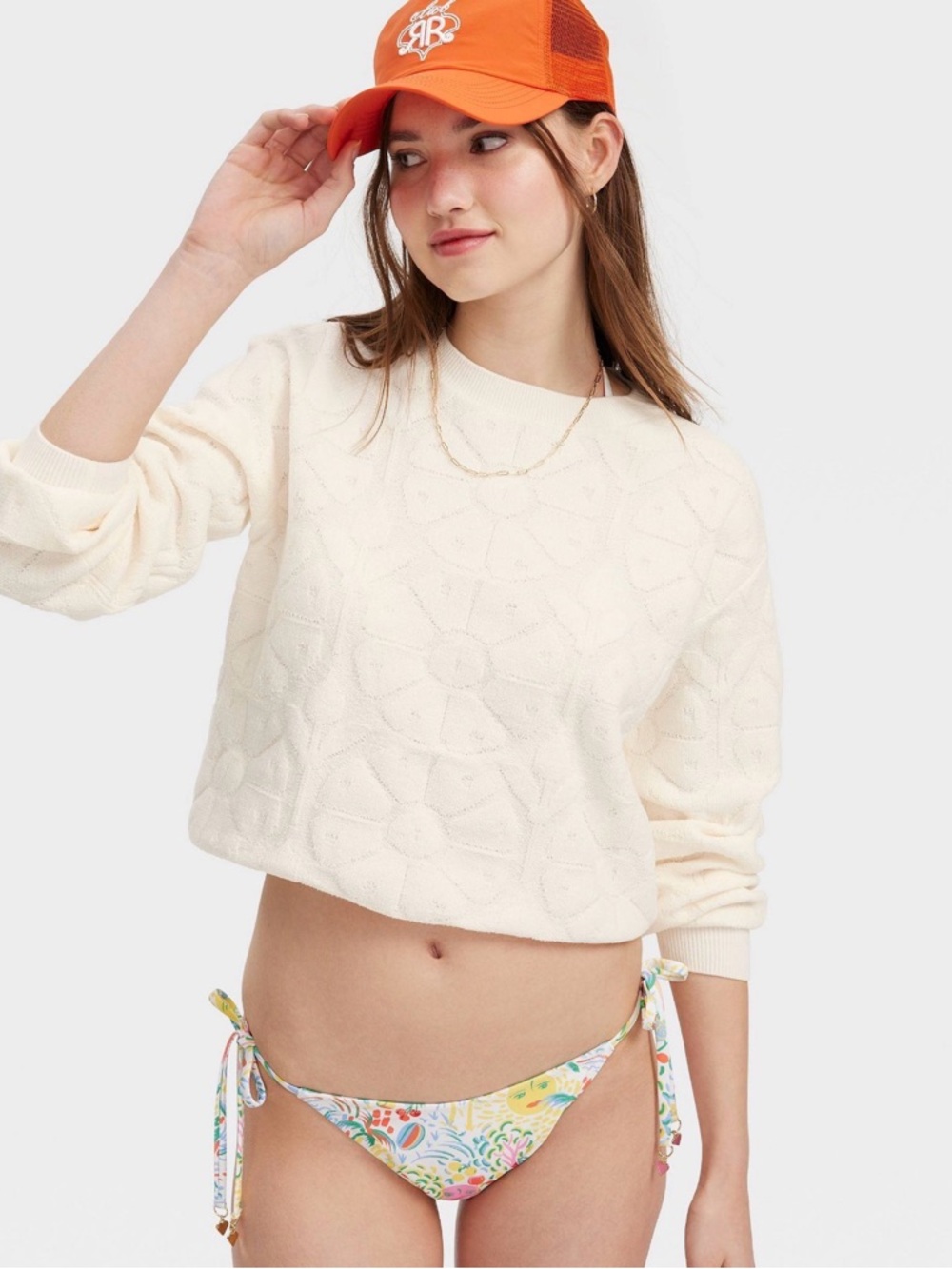 Daisy Embossed Terry Crewneck Sweatshirt from Roller Rabbit x Target NWT szM